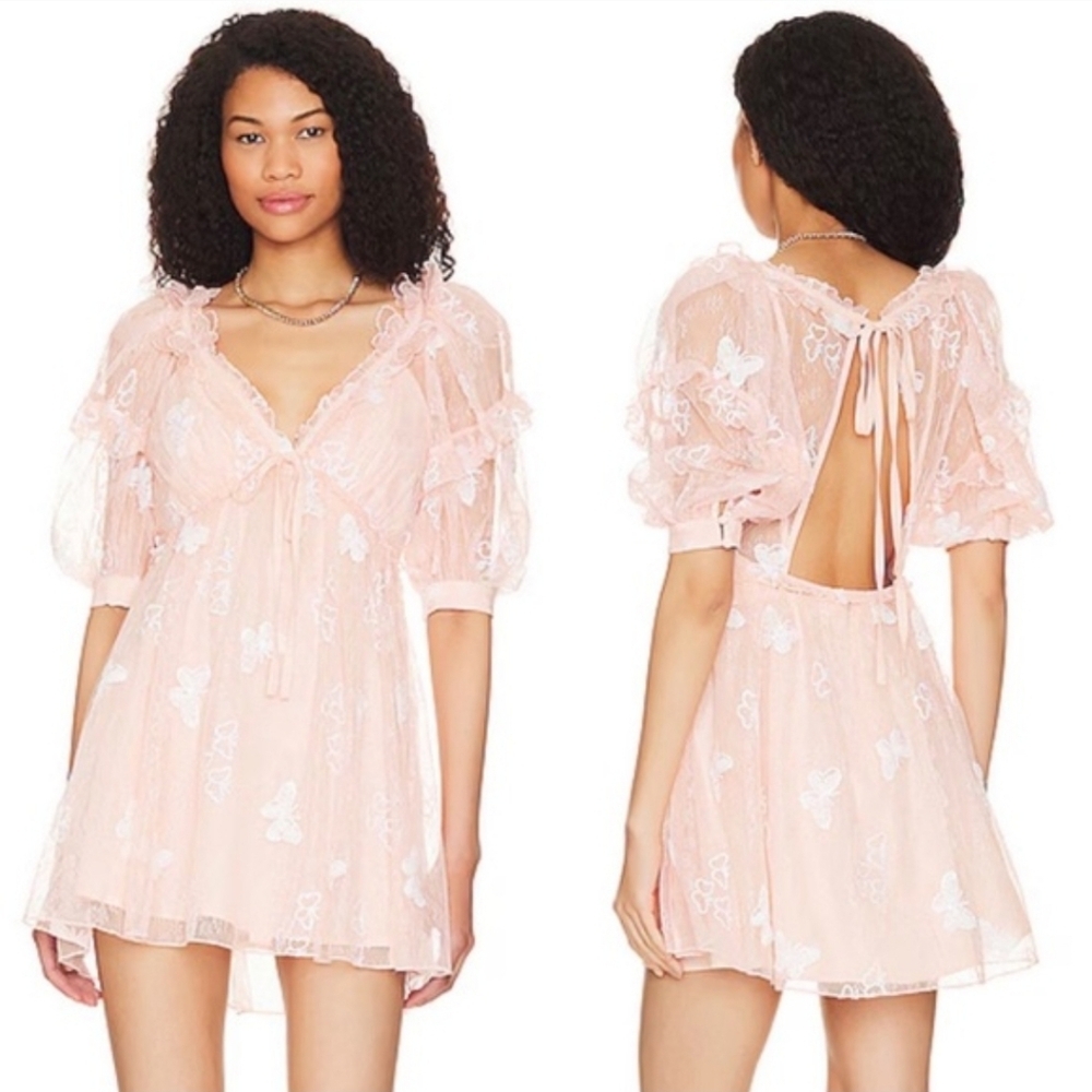 For Love And Lemons Shari Butterfly Sequin Embellished Mini Dress NWT